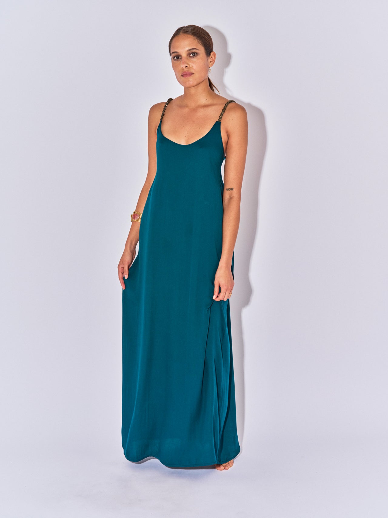 ROBE LONGUE DOS NU ALIA PETROL