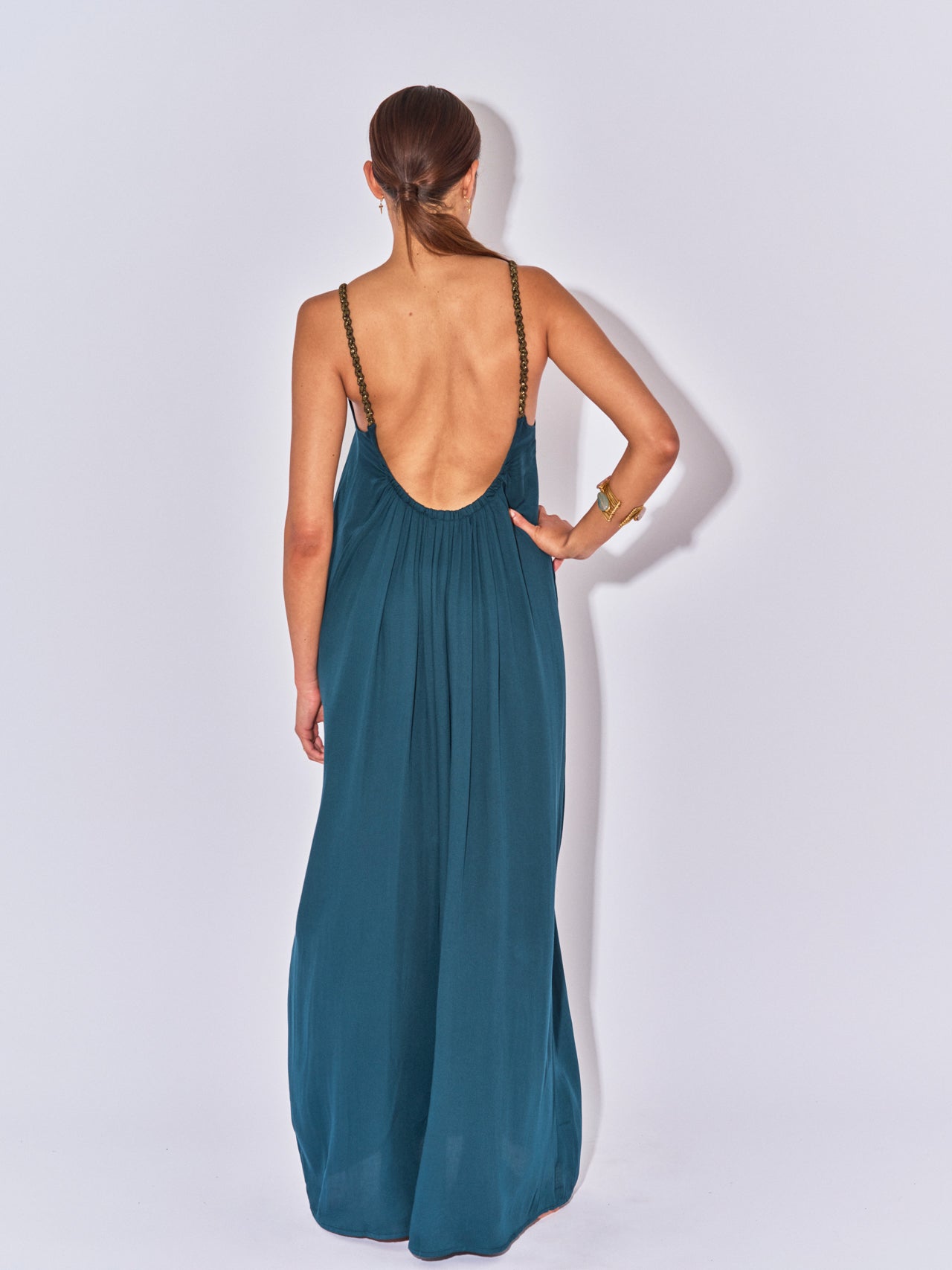 ROBE LONGUE DOS NU ALIA PETROL