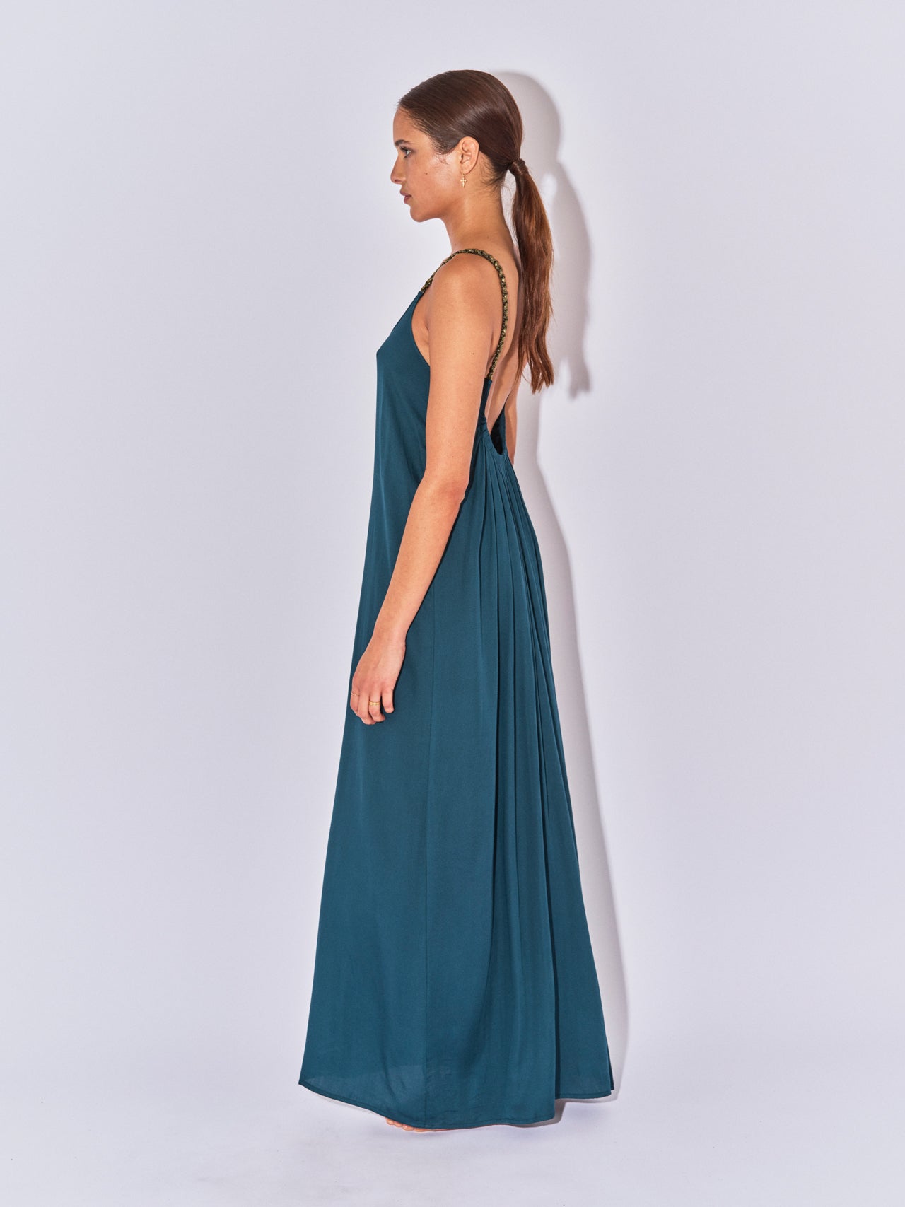 ROBE LONGUE DOS NU ALIA PETROL