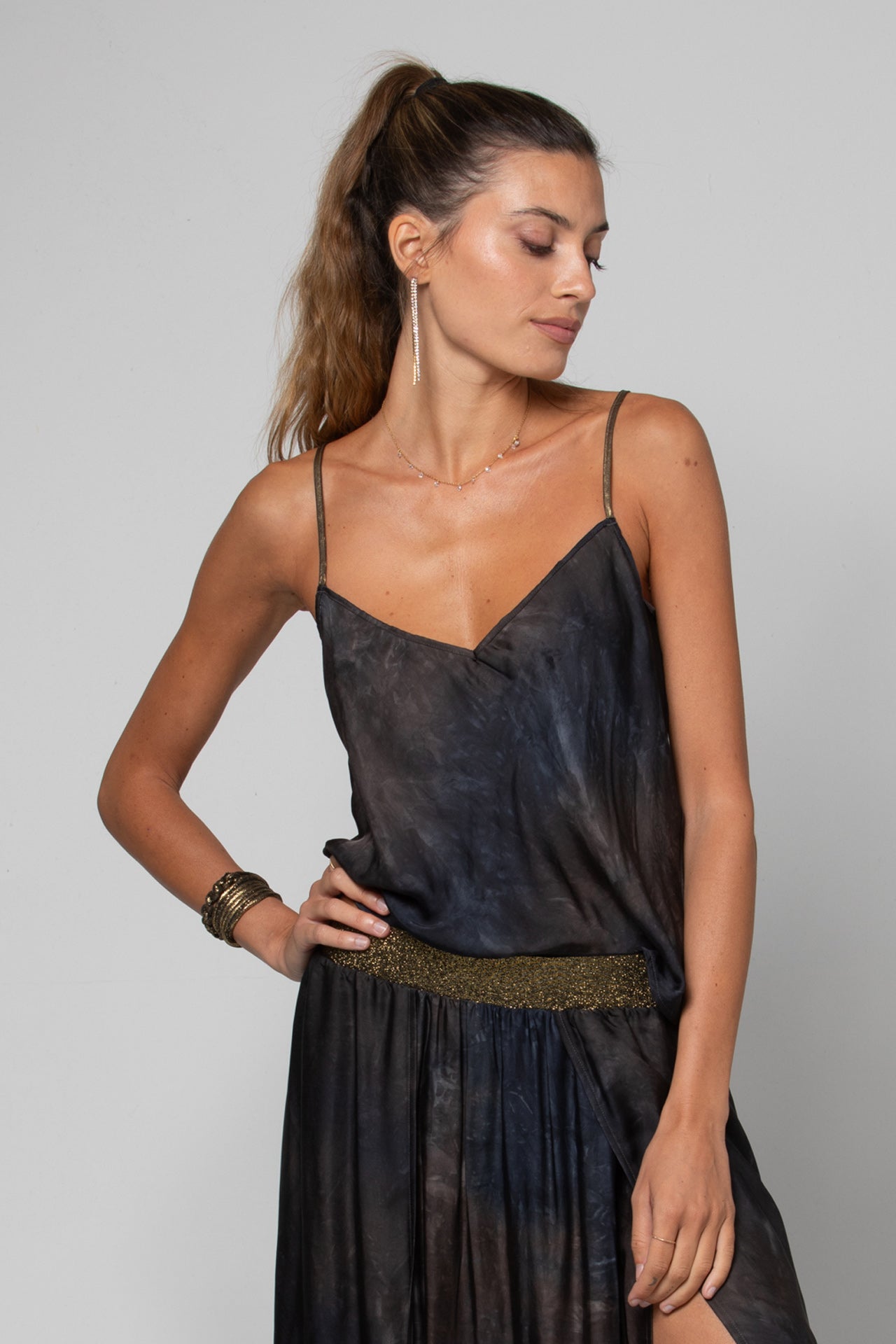 TOP À BRETELLES FINES TOSCA IMPRIMÉ BLACK MALT