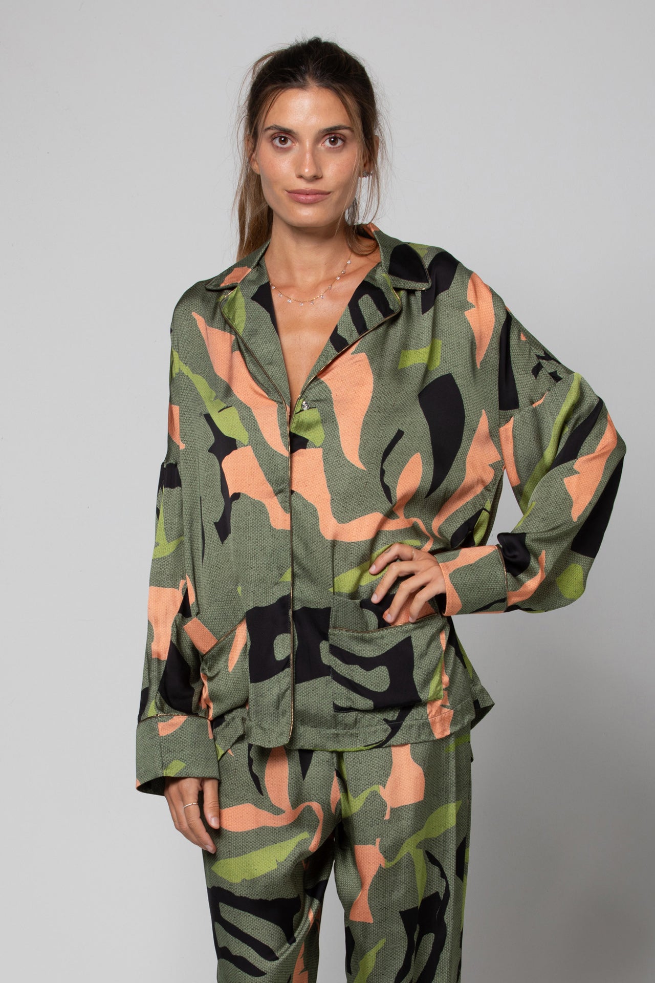 VESTE DE PYJAMA FLUIDE IMPRIMÉ EXOTIC