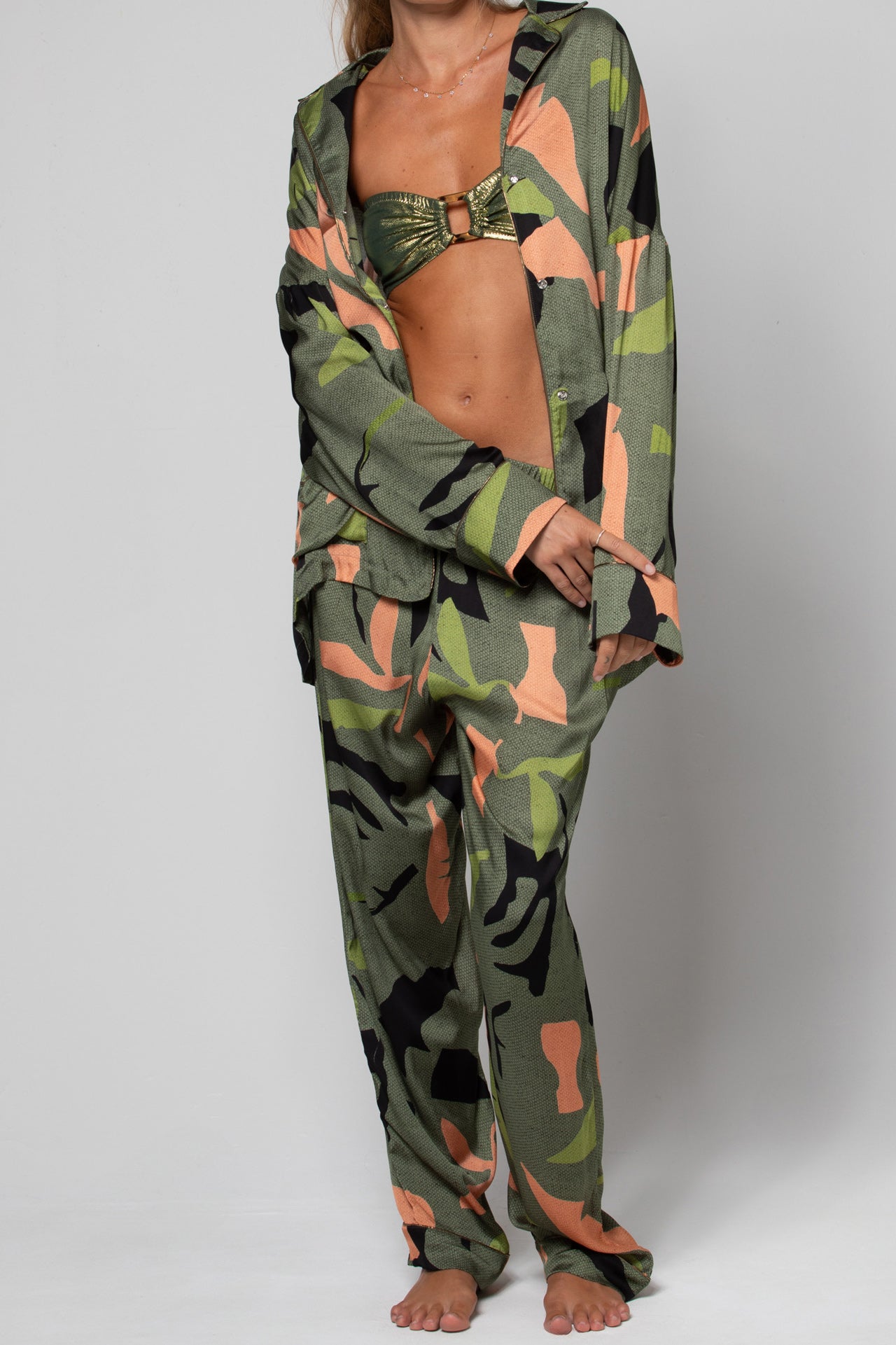 PANTALON DE PYJAMA FLUIDE IMPRIMÉ EXOTIC