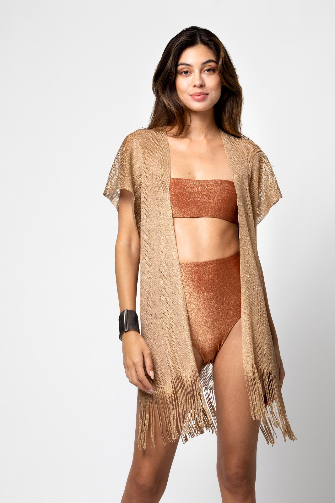 GILET COURT MAILLE LIM LUREX SIENNE