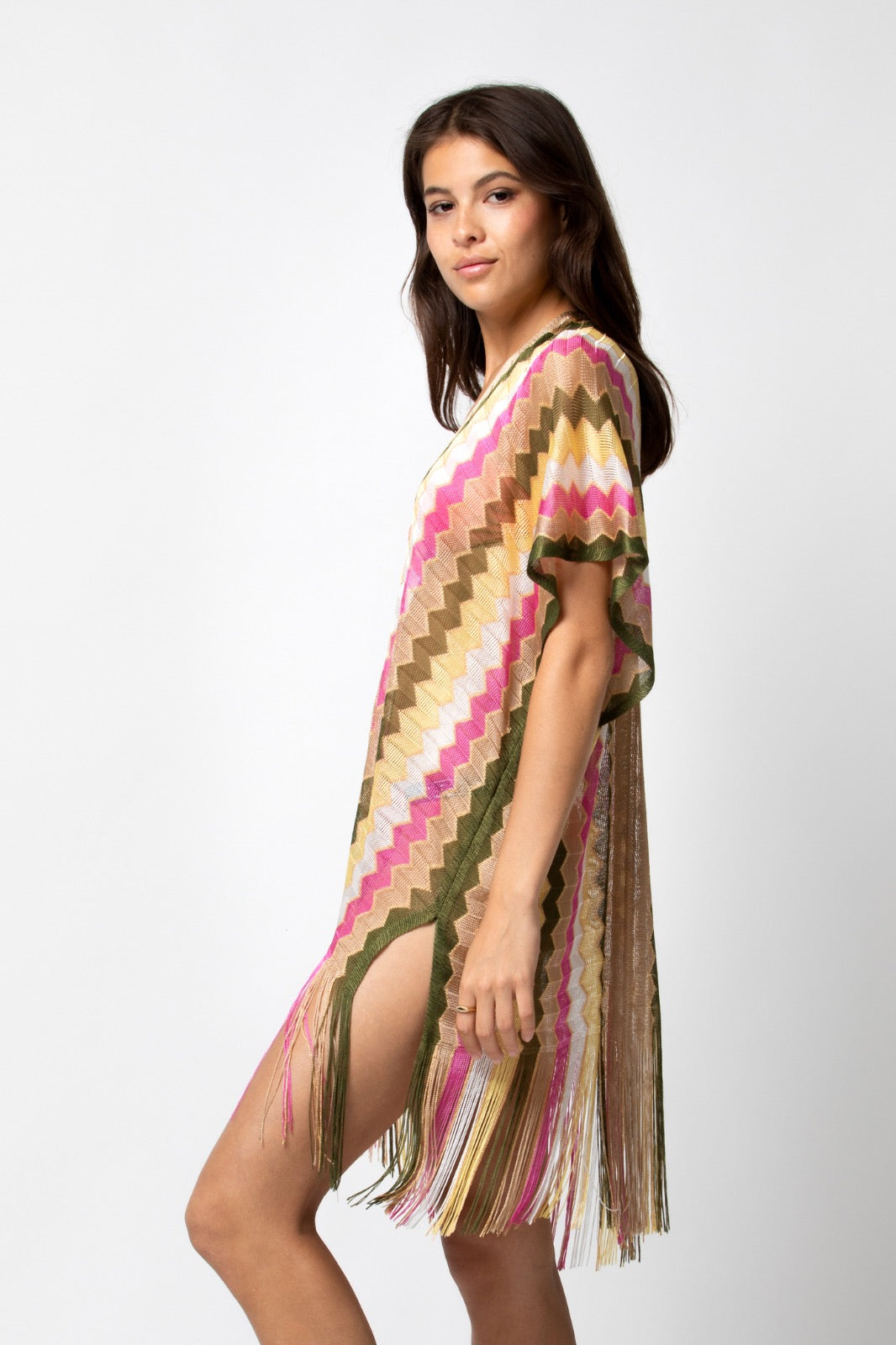 GILET COURT LIM MULTICO KAKI PINK