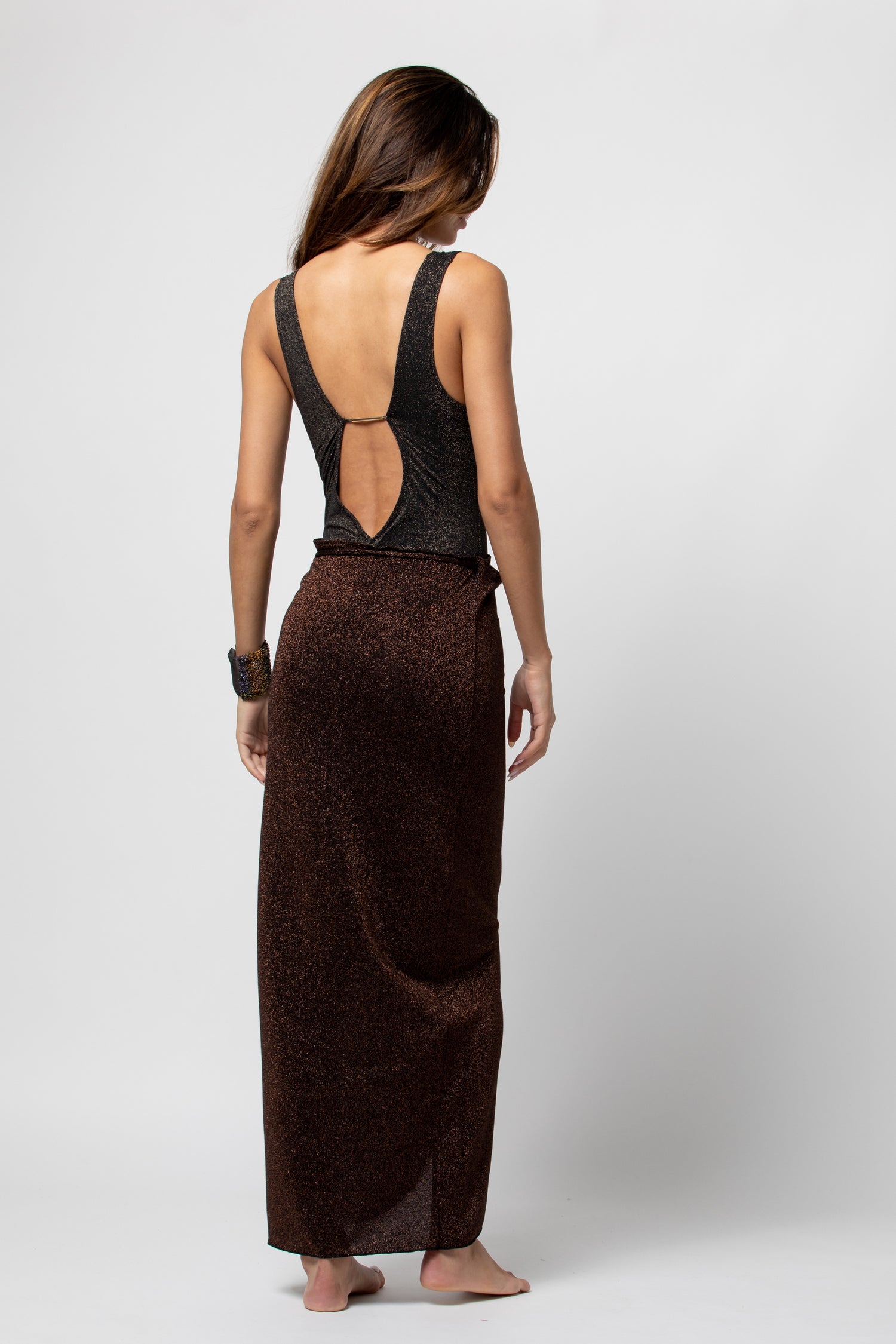 PAREO LONG LUREX COFEE