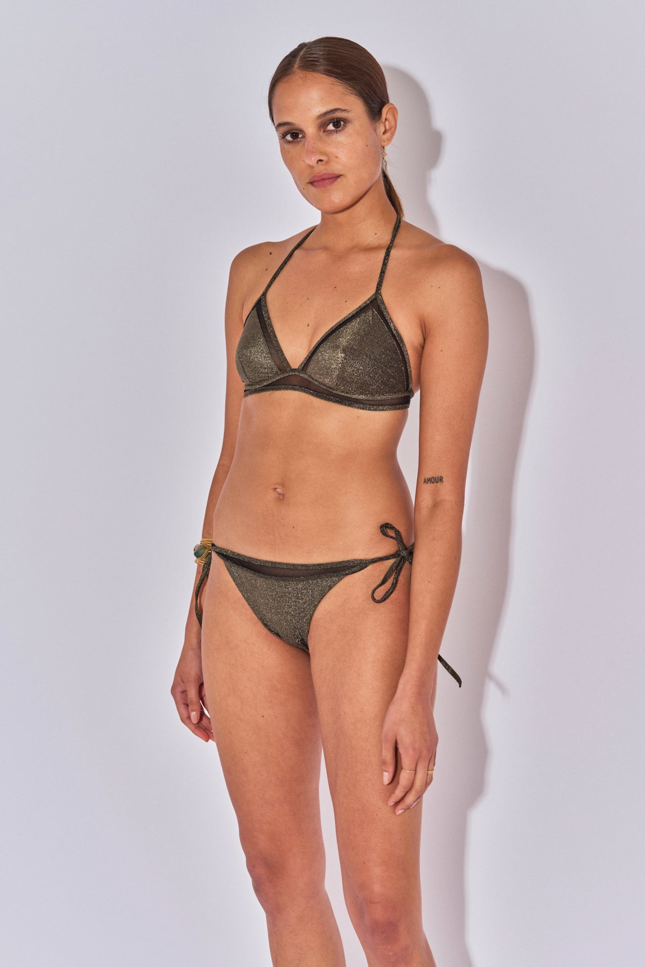 CARLA LUREX SCHWARZES TRIANGLE-TOP