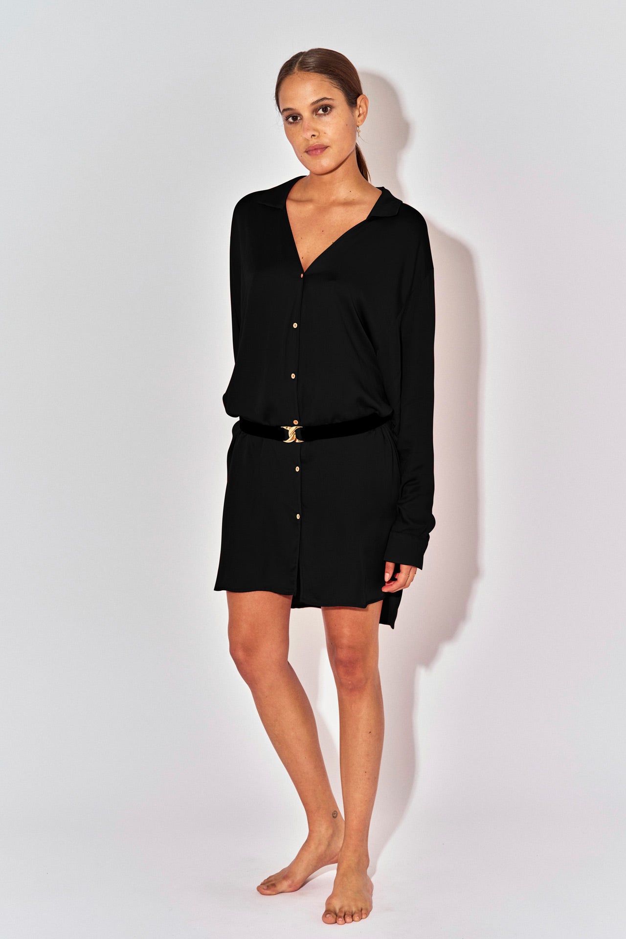 CHEMISE LONGUE DECOLLETE EN V CASSY NOIRE