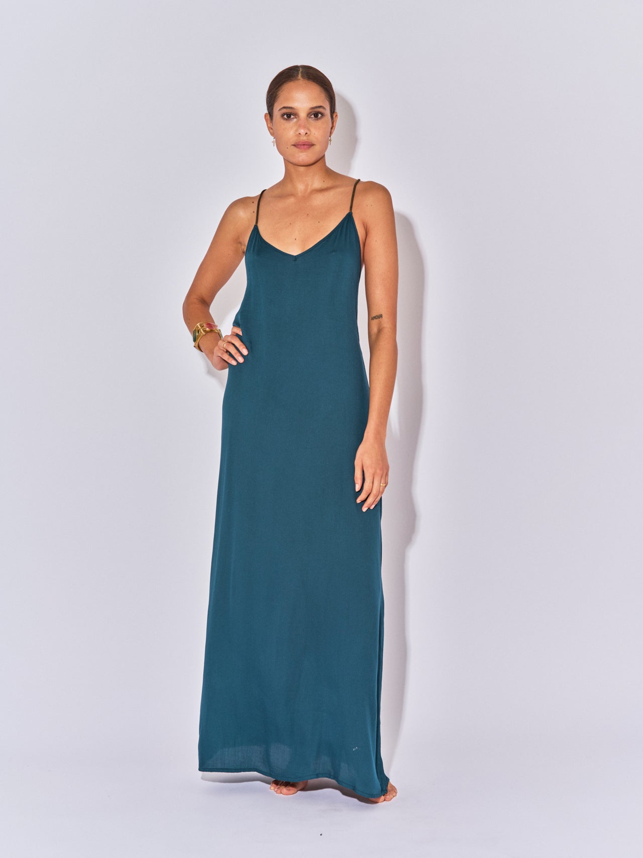 ROBE LONGUE DOS NU DINA PETROL