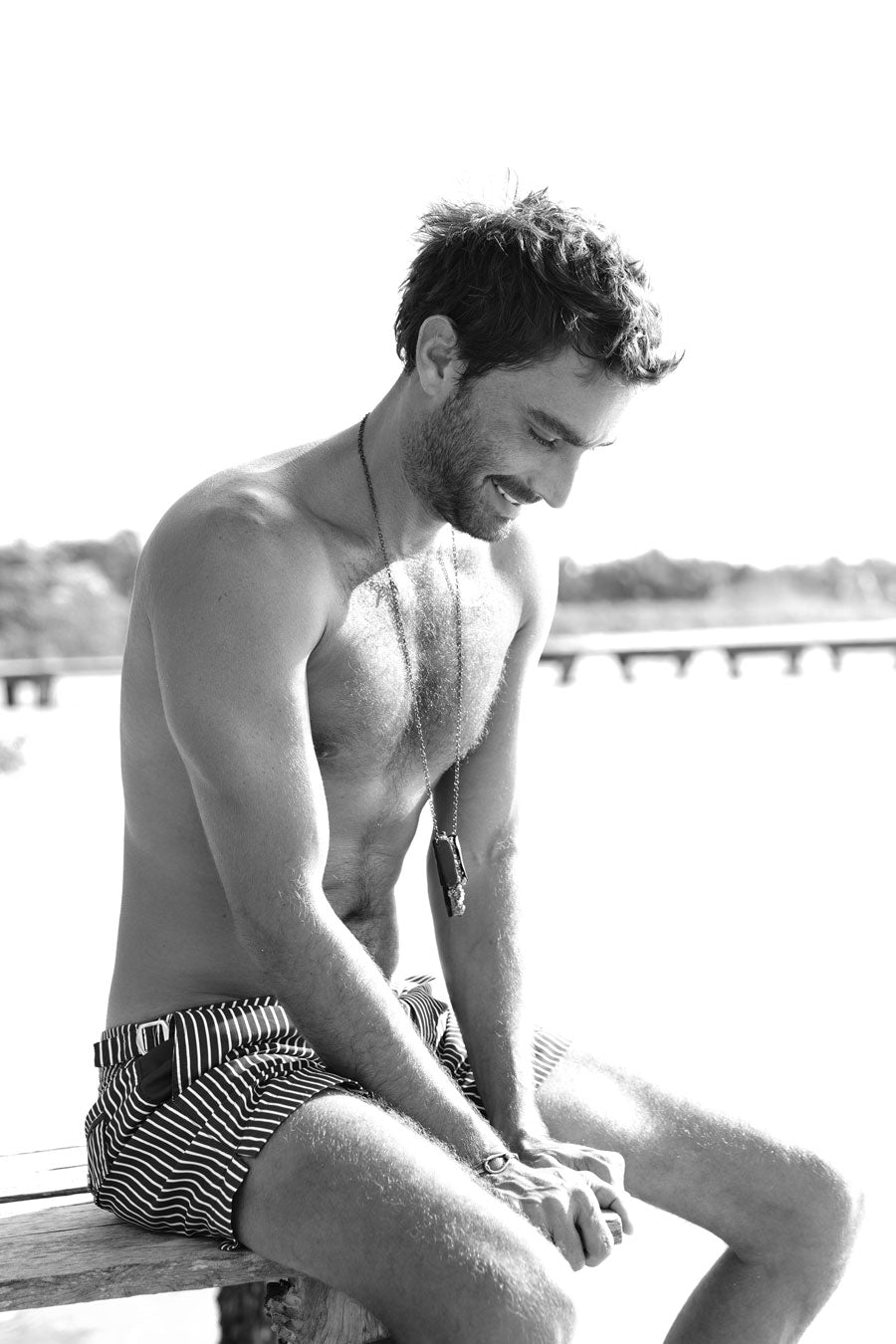 SHORT BOUCLE JOHN NAVY SRIPES