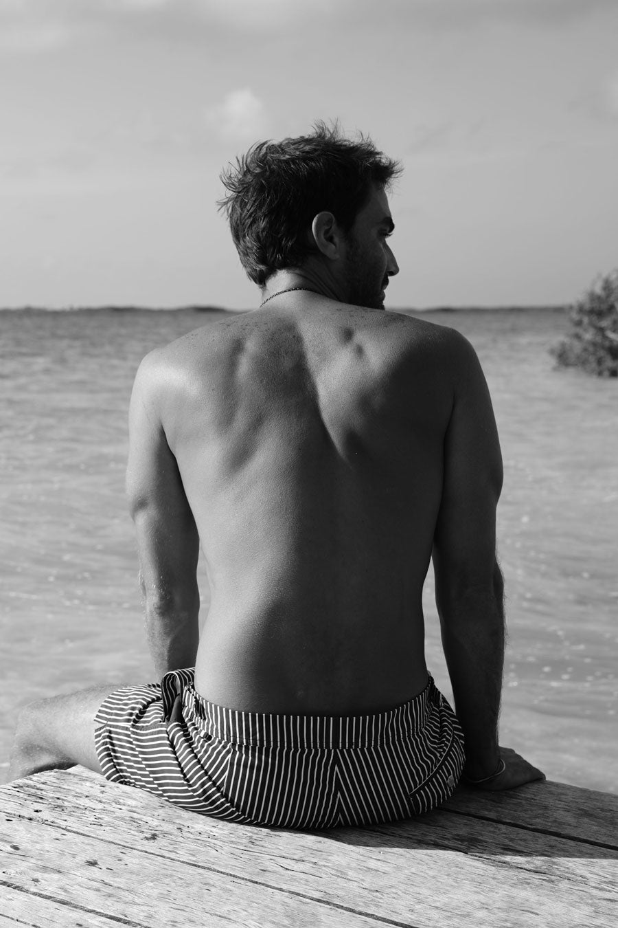 SHORT BOUCLE JOHN NAVY SRIPES