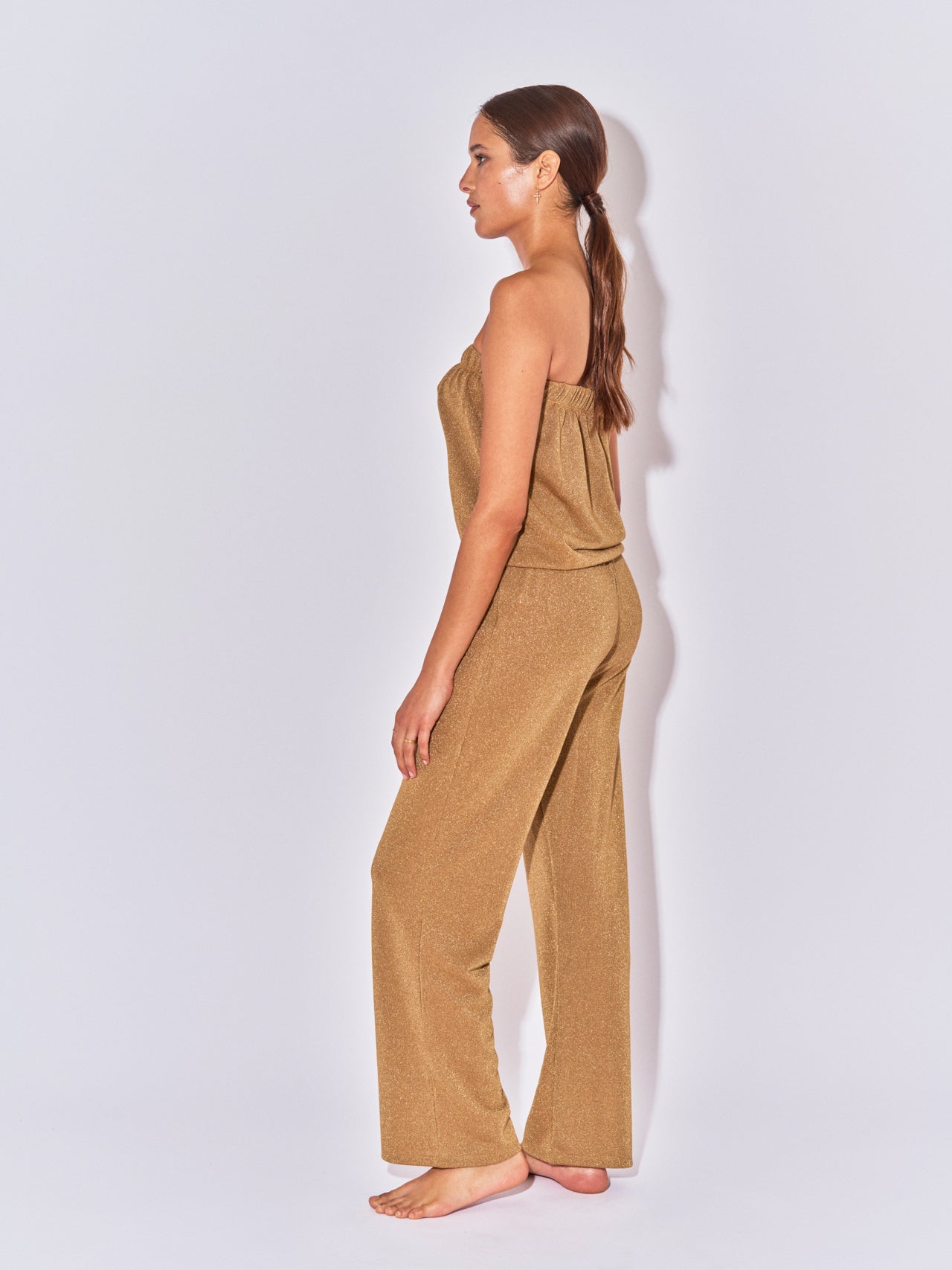 COMBI PANTALON BUSTIER LUREX DORE