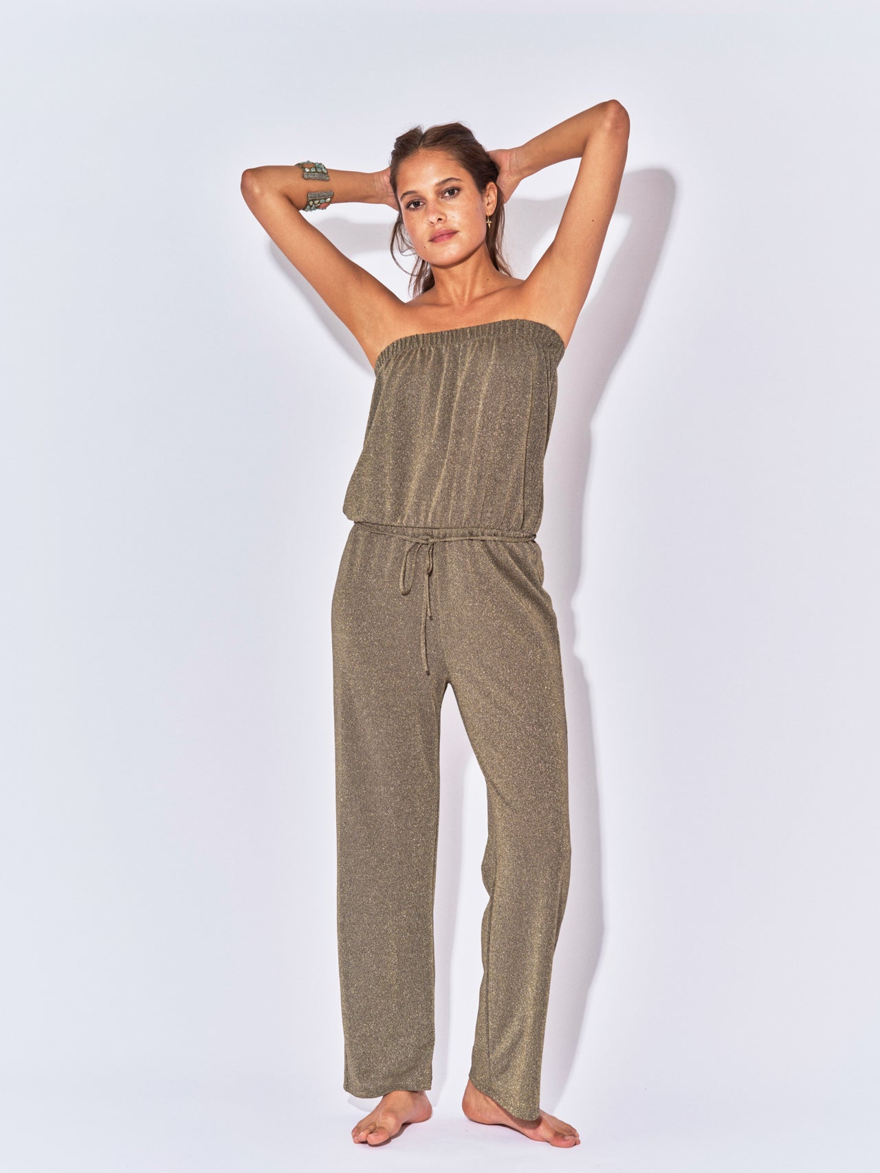 BUSTIER-JUMPSUIT AUS LUREX-MINERAL