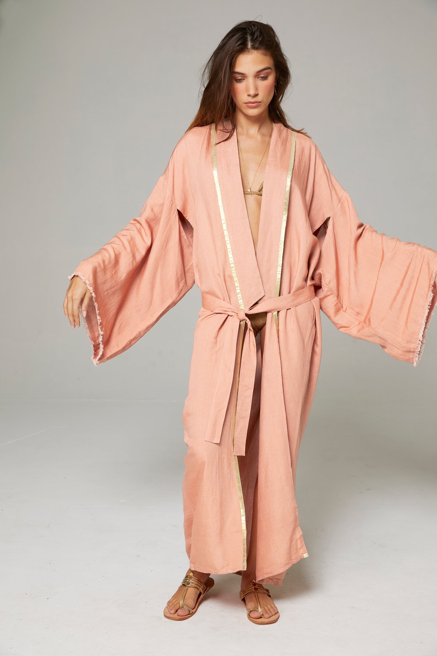 KIMONO LONG BRODERIE SERPENT NUDE