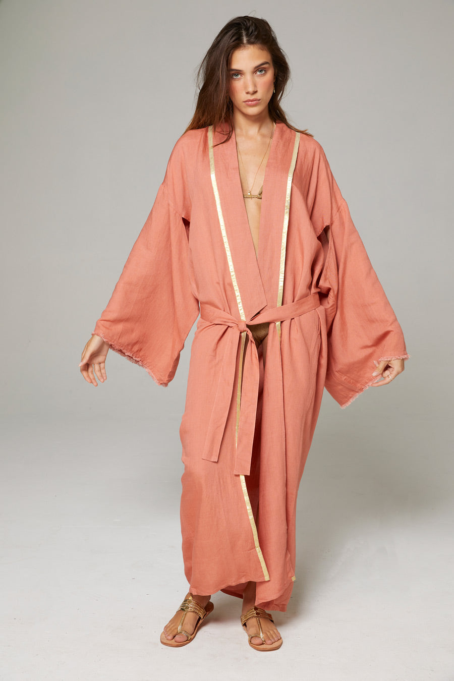 KIMONO LONG BRODERIE COCOTIER PINK