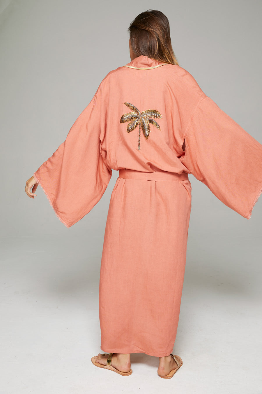 KIMONO LONG BRODERIE COCOTIER PINK