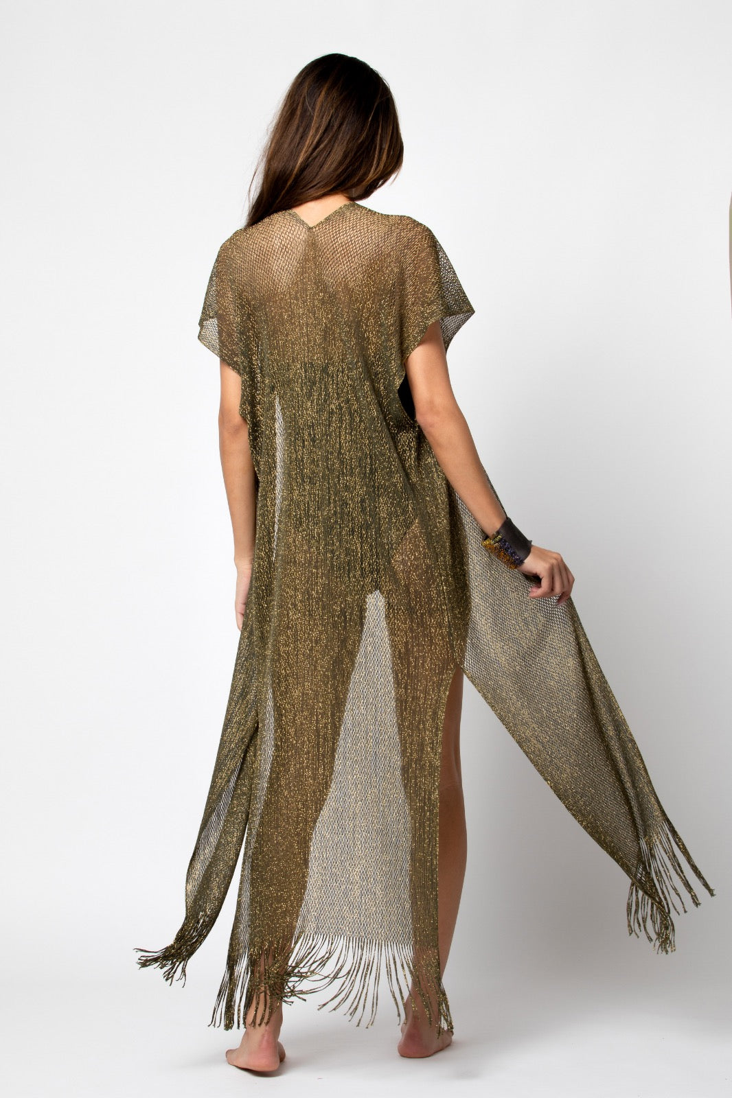 GILET LONG LIMA LUREX KAKI