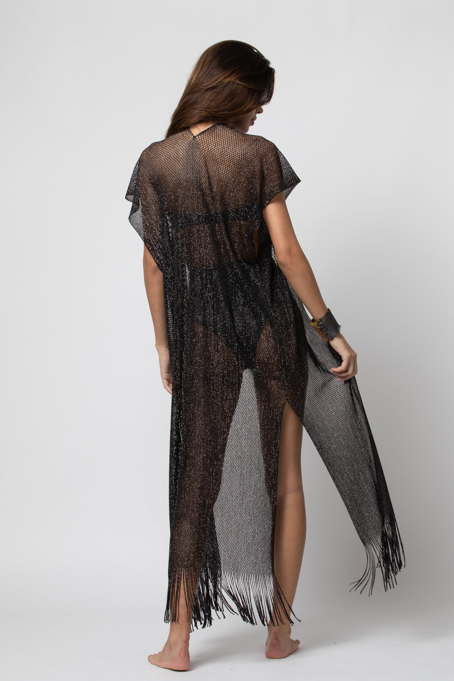 GILET LONG LIMA LUREX BLACK