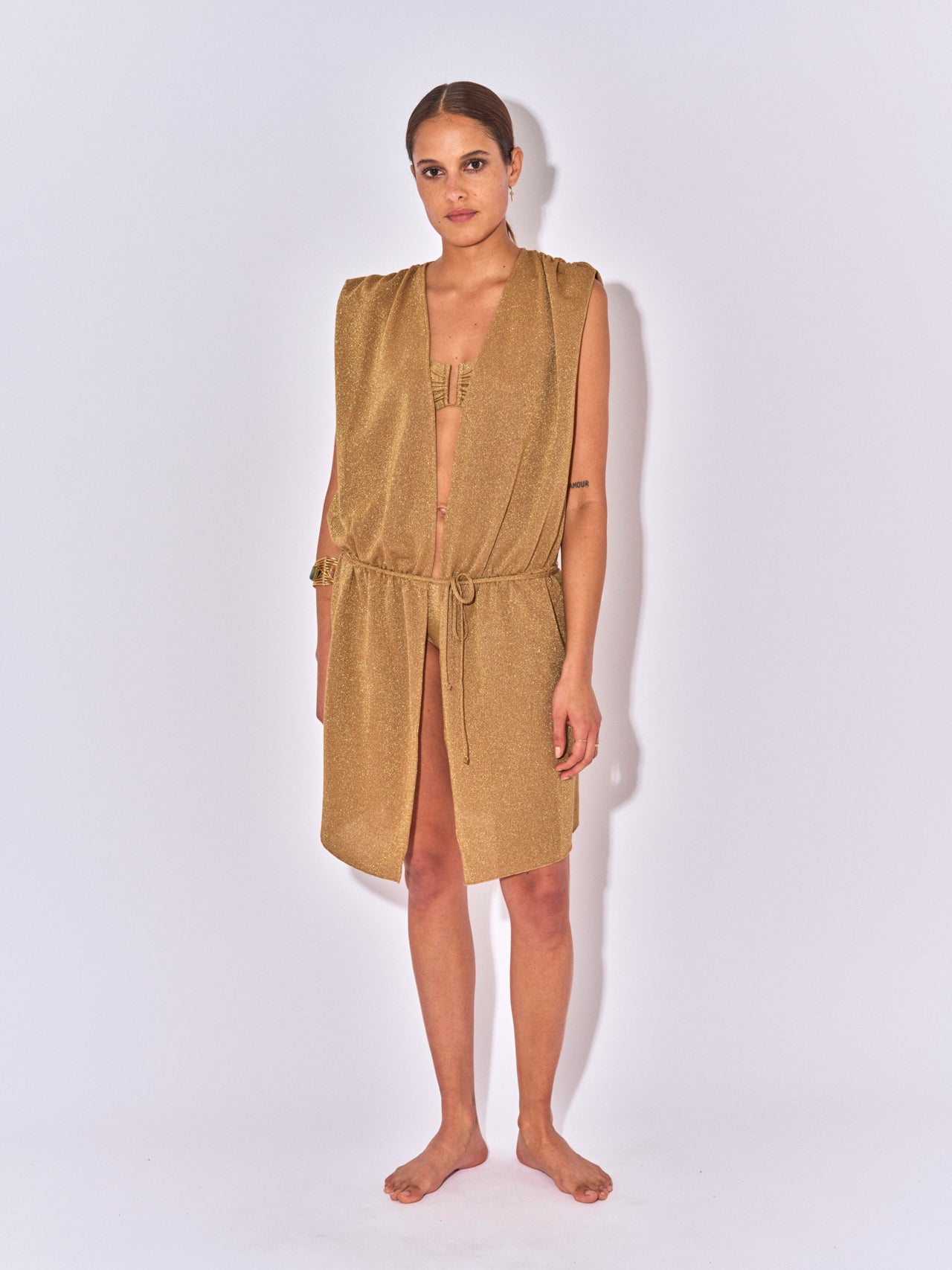 GILET ROBE MAHI LUREX DORE