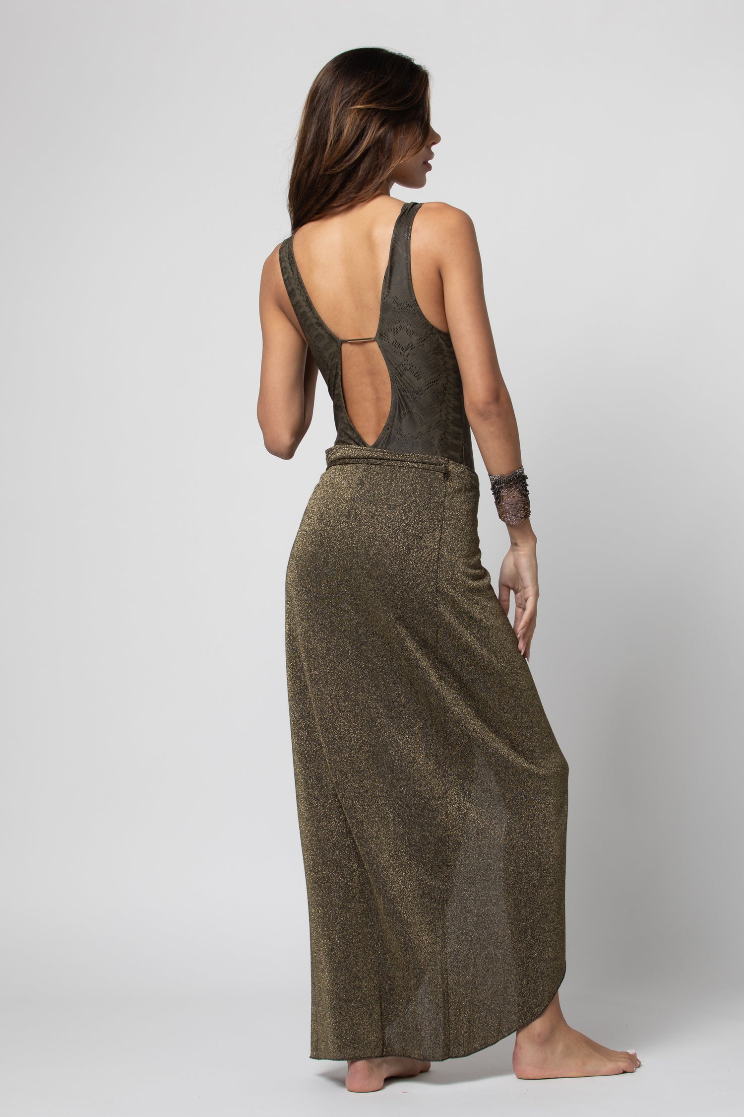 PAREO LONG LUREX GOLD KAKI