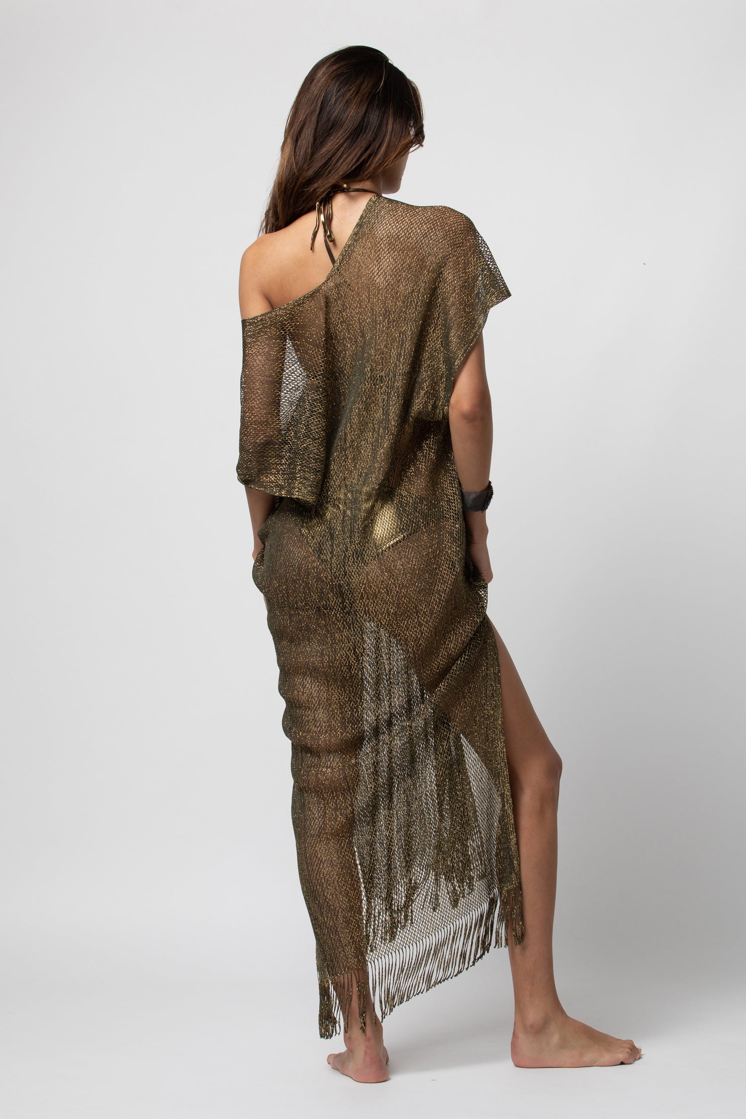 PONCHO LONG LUREX KAKI