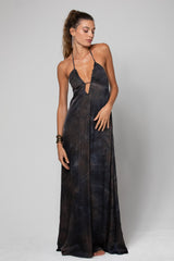 ROBE LONGUE À NOUER THEA IMPRIMÉ BLACK MALT