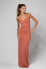 ROBE LONGUE CROISÉE DANS LE DOS KALIA LUREX COPPER