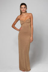ROBE LONGUE BUSTIER AVEC BIJOU LANA LUREX GOLD