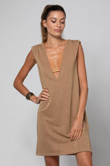 ROBE COURTE DÉCOLLETÉ EN V NOA LUREX GOLD