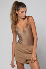 SHORT ÉLASTIQUÉ TAILLE THAIS LUREX GOLD