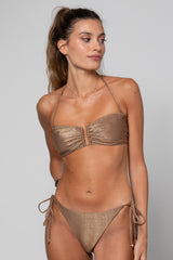 TOP BANDEAU AVEC BIJOU EN U NINA LUREX GOLD