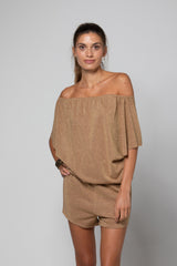 TOP COL BARDOT THAIS LUREX GOLD