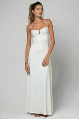 ROBE LONGUE BUSTIER AVEC DÉTAILS STRASS LAORA SHINY CREAM