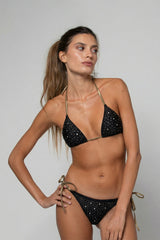 TOP TRIANGLE AVEC DÉTAILS STRASS KIMI NOIR