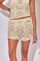 SHORT GIA CROCHET ECRU
