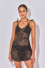 TOP BRETELLES GIA CROCHET NOIR