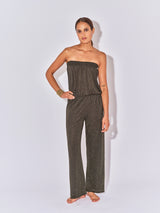 SCHWARZER LUREX-BUSTIER-JUMPSUIT