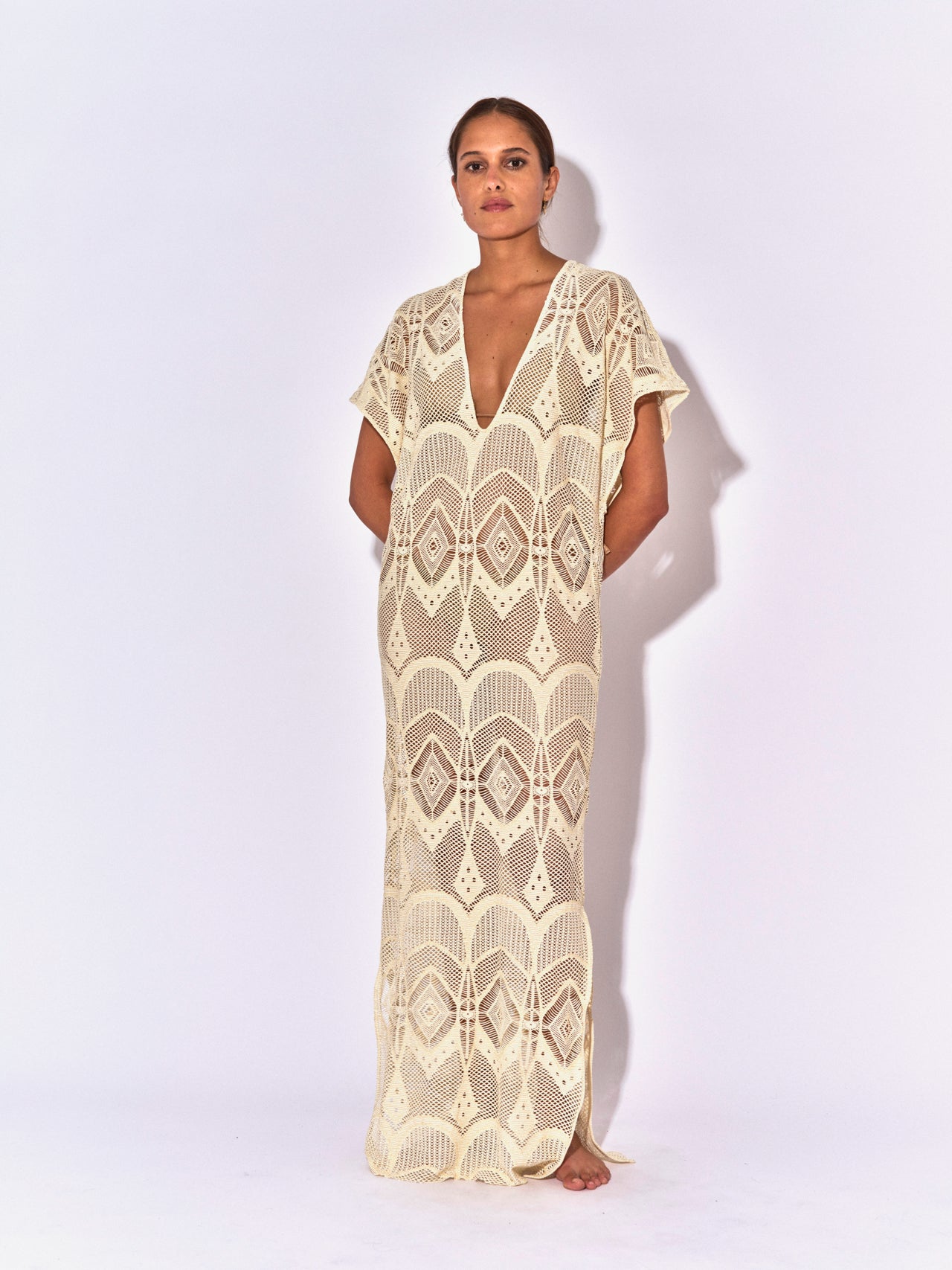 ECRU LONG CROCHET KAFTAN