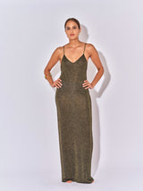 ROBE LONGUE DOS NU KALI LUREX NOIR