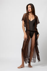 GILET LONG LIMA LUREX COFEE
