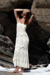 ROBE LONGUE BUSTIER LOUISE CROCHET ECRU
