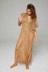LANGER GOLDENER LUREX-PONCHO