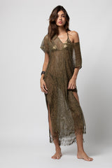 PONCHO LONG LUREX KAKI