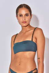 LOLA MAKRAMEE PETROL BANDEAU-TOP