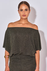 TOP COL BARDOT THAIS NOIR LUREX